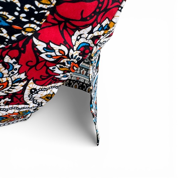 Vipada Handmade African Dashiki Shirt Red Blue Ornate Print V-Neck Medium NWT - Picture 4 of 6